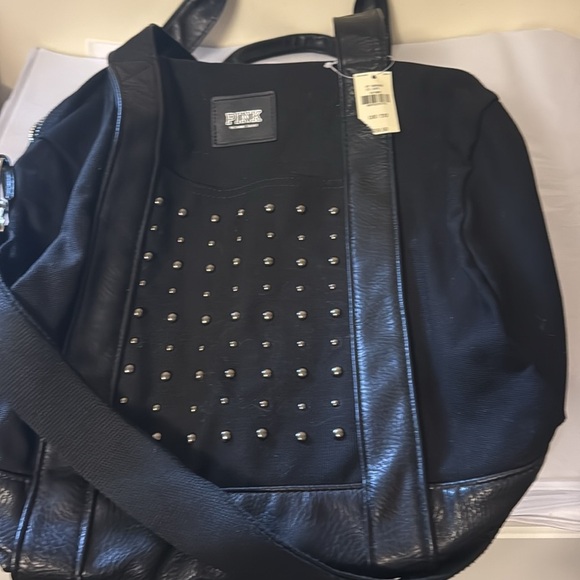PINK Victoria’s Secret, black weekender, bag with rivets and lots of space, new - Picture 12 of 12